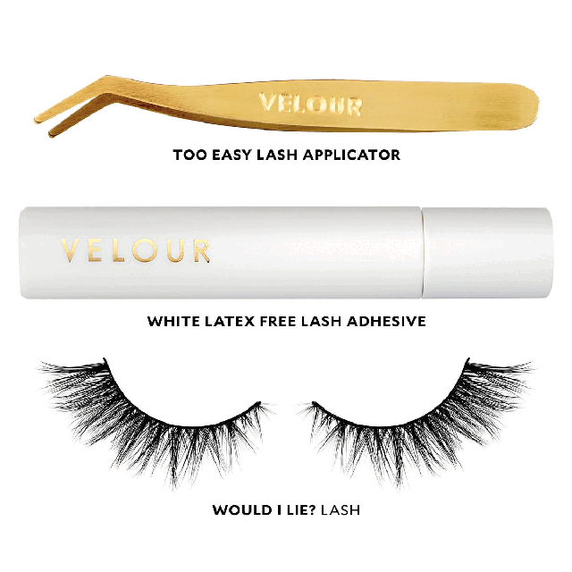 Image 1, too easy lash applicator, white latex free lash adhesive, would I lie? lash. Image 2-4, before and after. Image 5, no measuring, no trimming, 25+ uses, natural look.