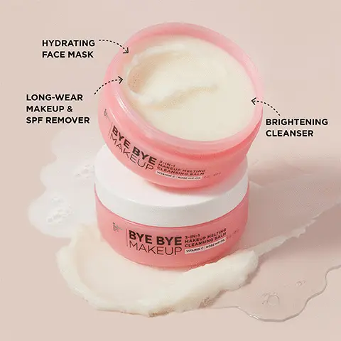 Image 1- Hydrating face mask, long-wear makeup and SPF remover and brightening cleanser. Image 2- Up to 24hr hydration. 80% say skin looks brighter in 3 days. Image 3- Formulated with rosehip oil to help nourish and hydrate the skin. Formulated with Vitamin C to bring radiance to the skin. Image 4 - Choose your cleanser.