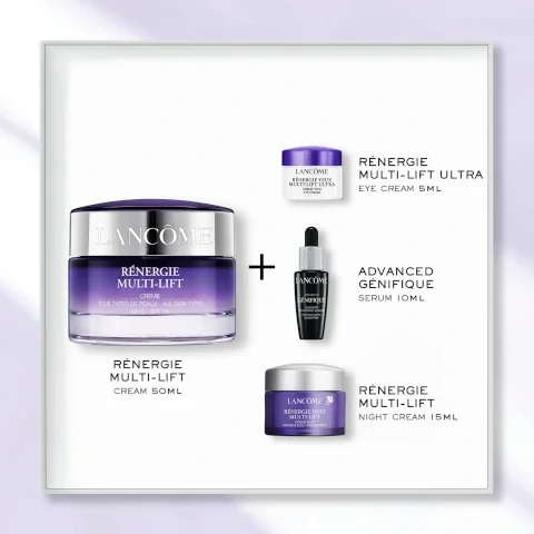 Renergie multi lift cream 50ml and renergie multi lift ultra eye cream 5ml, advanced genifique serum 10ml, renergie multi lift night cream 15ml