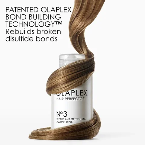 patented olaplex bond building technology, rebuilds broken disulfide bonds.