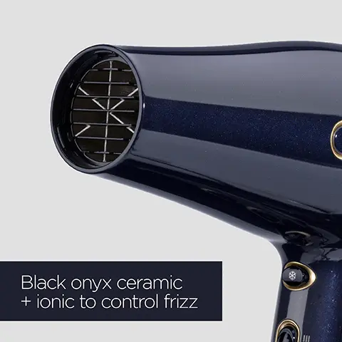 Black onyx ceramic + ionic to control frizz. 2400W Salon AC motor. 3 heats, 2 speed settings + cold shot. Lightweight.