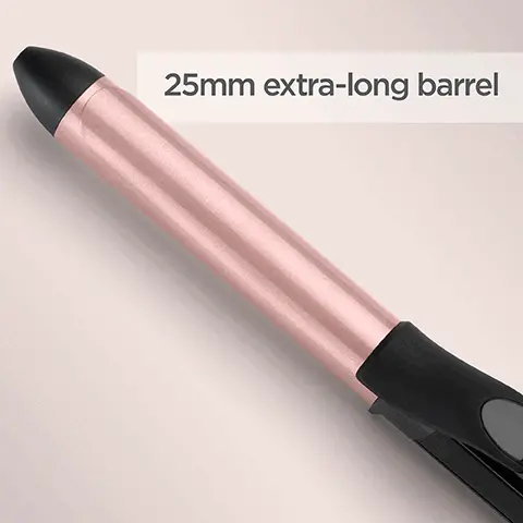 25mm extra-long barrel. Quartz-ceramic barrel. 6 digital heat settings.