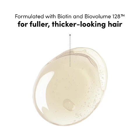 Image 1 - A large, transparent blob of yellowish-clear liquid with air bubbles, possibly a hair product, is shown with a dotted line pointing to it, alongside the text Formulated with Biotin and Biovolume 128™ for fuller, thicker-looking hair. Image 2 - The image features a white creamy product smear with the text Formulated with Biotin and Biovolume 128™ to unlock 24 hours of lush bounciness, which has a dotted line pointing down to the product. Image 3 - A clear gel-like serum drop with tiny bubbles is centered on a white background, with a dotted line pointing from text above it down to the gel. The text reads: Lightweight, advanced triple peptide-powered serum that supports fuller, denser-looking hair. Image 4 - A light blue Coco & Eve Boost Therapy shampoo bottle with a white cap rests on a large pink gerbera daisy, with a droplet falling from the bottle, and a floating pink petal in the soft blue background, displaying text that reads COCO & EVE BOOST THERAPY HAIR VOLUMISING SHAMPOO SHAMPOOING VOLUMISANT BIOVOLUME 128™ + BIOTIN FOR FINE AND THINNING HAIR Net 288 ml / e 9.47 fl. oz. US, and on the right, Clinically proven results: 135% more volume 83% in hair density. Image 5 - A purple Coco & Eve Boost Therapy Hair Volumising Conditioner bottle, also featuring text Après-Shampooing Volumisant and BioVolume 128™ + Biotin, has a white cap with a dollop of light beige product on top, and adjacent text reads Infused with fatty acid-rich coconut oil to help fortify volumized hair. Image 6 - A person with long brown hair is shown from behind, while a hand holds a purple dropper bottle of Coco & Eve Tripeptide Hair Density Serum; text on the image reads: Formulated with Redensyl™ & Procapil™, 91% agree hair looked fuller*, 91% noticed less hair shedding*, *After 3 months of usage, COCO & EVE TRIPEPTIDE HAIR DENSITY SERUM, SÉRUM DE DENSITÉ CAPILLAIRE TRIPEPTIDIQUE, PROCAPIL™ + REDENSYL™, Net 60 ml / e 2.03 fl. oz. US. Image 7 - A smiling woman in a light blue one-shoulder swimsuit sits in water with a lush green tropical forest in the background, next to two small purple bottles labeled Coco & Eve Boost Therapy, and overlaid text reads Cleanses and fortifies for maximum volume Helps support hair strength and growth. Image 8 - A before and after comparison shows a woman with long, dark brown hair, seen from the side; the left image, labeled Before, shows her hair straight and flatter, while the right image, labeled After, shows her hair with more volume and waves, with visible text reading Before, After, *Using Boost Therapy Shampoo and Conditioner as part of a regimen, and UNRETOUCHED.