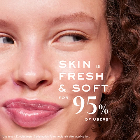 Image 2 - Close-up of a persons face with an eye looking sideways, nose, and mouth, accompanied by text that reads SKIN IS FRESH & SOFT FOR 95% OF USERS *Use test - 22 volunteers. Satisfaction % immediately after application. Image 4 - A four-panel grid displays four Nuxe Very Rose facial cleansing products in pink bottles, each with a distinct background texture, featuring text for MICELLAR WATER EXPRESS MAKEUP REMOVER, CLEANSING OIL REMOVES WATERPROOF MAKEUP, CREAMY CLEANSING MILK GENTLY REMOVES MAKEUP, and LIGHT CLEANSING FOAM GENTLY CLEANSES & PURIFIES IN A RINSE OFF FORMULA, all branded NUXE PARIS Very rose.