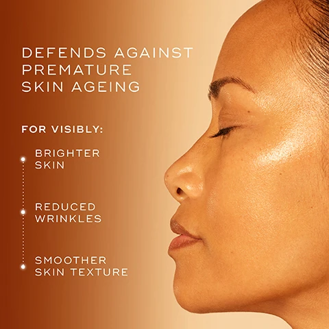 Image 1 - A profile view of a woman with glowing skin against a gradient background, highlighting text that states DEFENDS AGAINST PREMATURE SKIN AGEING and lists benefits: FOR VISIBLY: BRIGHTER SKIN, REDUCED WRINKLES, SMOOTHER SKIN TEXTURE.
Image 2 - Image showing a close-up comparison of a persons cheek before and after using a skincare product, with text that reads BEFORE on the left, AFTER 7 DAYS on the right, and 7 days to visibly smoother skin texture* Proven via independent clinical study conducted over 4 weeks on 32 participants.
Image 3 - A woman with a radiant smile is applying a cream to her cheek, with the phrase 0% Barrier Disruption* visible in the bottom right corner, along with a note about an independent clinical study.
Image 4 - An abstract image featuring glowing bubbles on a warm gradient background with text listing key ingredients: 20% Vitamin C - Powerful brightening, Phyto Exosomes - Barrier support and optimising skin health, Acetyl Zingerone - Super Antioxidant accelerates Vitamin C for maximum antioxidant protection, Hyaluronic Acid - Instantly plumps and hydrates the skin, 2% N-Acetyl Glucosamine (NAG) - Smooths skin texture.
Image 5 - Image shows a side-by-side comparison of an eye area before and after 7 days of using a skincare product, with visible text stating BEFORE, AFTER 7 DAYS, and 7 days to more youthful, visibly brighter skin*, along with a product bottle labeled Medik8 C-Tetra Advanced.
Image 6 - Image depicts a skincare routine with five products arranged from left to right: a cleanser, toner, vitamin C serum, and a moisturizer with SPF, set against an orange background, labeled HOW TO LAYER at the top and AM with a sun icon on the left, along with expert advice at the bottom stating to follow with vitamin A in the evening routine for age-defying results.
Image 7 - Three Medik8 serum bottles are displayed on an orange background, with labels reading C-TETRA ADVANCED, C-TETRA LUXE, and C-TETRA, with descriptions of Advanced Age Defence, Nourishing glow, and New to Vitamin C, respectively.
