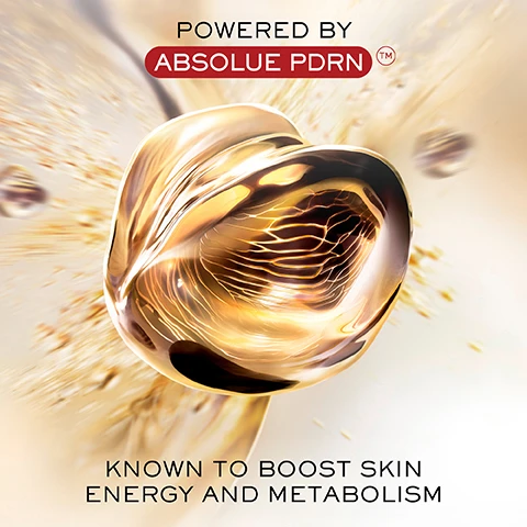 Image 1 - An abstract gold drop with intricate veins against a blurred golden background shows text POWERED BY ABSOLUE PDRN (TM) and KNOWN TO BOOST SKIN ENERGY AND METABOLISM. Image 2 - A gold jar of Lancôme Absolue The Soft Cream with text REVERSES AGEING SIGNS IN JUST 1 WEEK* LANCÔME ABSOLUE LONGEVITY THE SOFT CREAM 98% SAY SKIN FEELS FIRMER* 88% SAY SKIN LOOK TIGHTENED, AS IF LIFTED* *CONSUMER SELF-ASSESSMENT, 50 WOMEN, AT 1 WEEK. Image 3 - A woman applies a pink cream to her cheek, with the text SILKY, WEIGHTLESS TEXTURE. INTENSELY HYDRATING, FAST ABSORBING. Image 4 - A luxury cosmetic jar is shown against a dark, textured background with the text THIS JAR IS UNIQUE REFILL IT & KEEP IT PRECIOUSLY and LANCÔME ABSOLUE LONGEVITY THE SOFT CREAM visible. Image 5 - The image shows four gold Lancome Absolue skincare products a serum eye cream and two moisturisers displayed with swatches of their textures and accompanying text that reads COMPLETE ABSOLUE ROUTINE A POWERFUL YOUTH ACTIVATING PROGRAM THAT HELPS RECOVER SKIN BARRIER BOOST SKIN RADIANCE AND FIGHT SIGNS OF AGEING 1 SERUM HELPS ACCELERATE SKIN SURFACE CELL RENEWAL 2 EYE CREAM DELAY APPEARANCE OF EYE WRINKLES 3 MOISTURISER OUR FIRST TOPICAL PDRN CREAM TO VISIBLY EXTEND SKINS YOUTH RICHLY HYDRATING CREAM FOR SKIN SURFACE RENEWAL ABSOLUE THE SERUM 5ML ABSOLUE THE EYE CREAM 5ML ABSOLUE LONGEVITY THE SOFT CREAM 60ML ABSOLUE THE RICH CREAM 15ML.