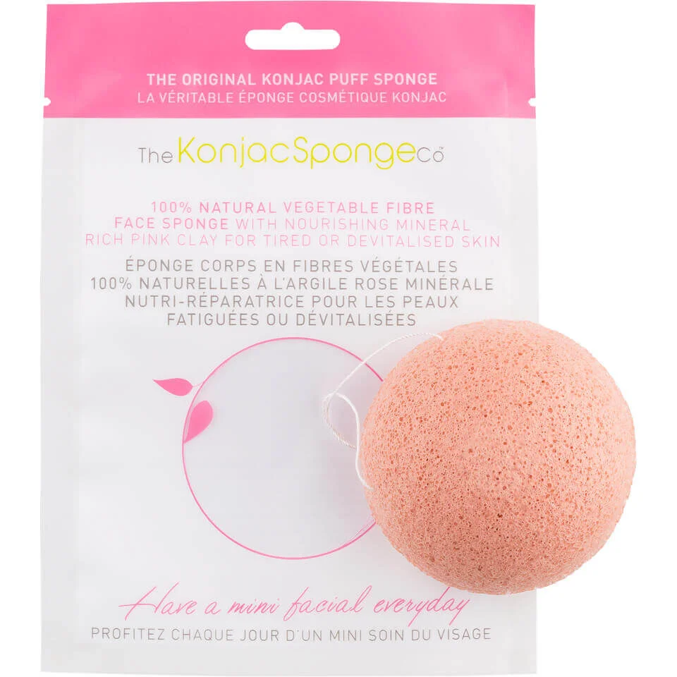 Esponja facial de The Konjac Sponge Company con arcilla rosa francesa Imagen 1