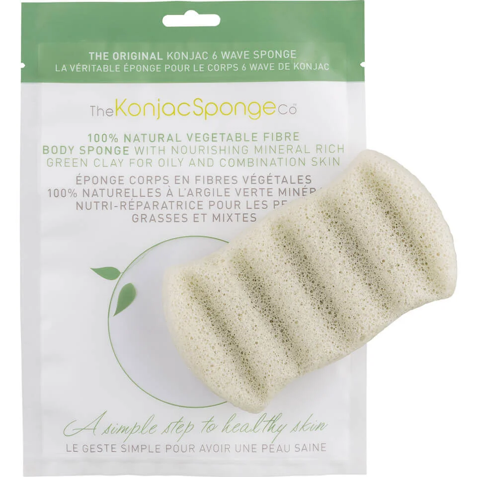 Esponja de baño con 6 ondas y arcilla verde de The Konjac Sponge Company Imagen 1