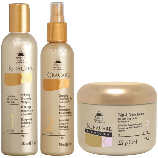 Set de Champú y Acondicionador Desenredantes y la Crema Texturizante y Definidora KeraCare