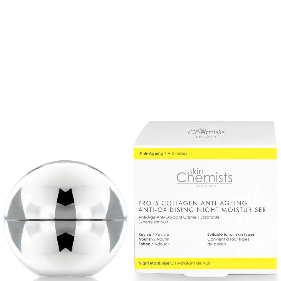 Crema hidratante de noche antienvejecimiento y antioxidante colágeno Pro-5 de skinChemists London 50 ml Imagen 1
