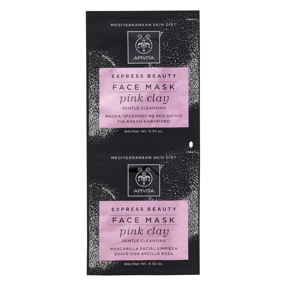 Mascarilla facial para limpieza suave Express de APIVITA - Arcilla rosa 2 x 8 ml Imagen 1