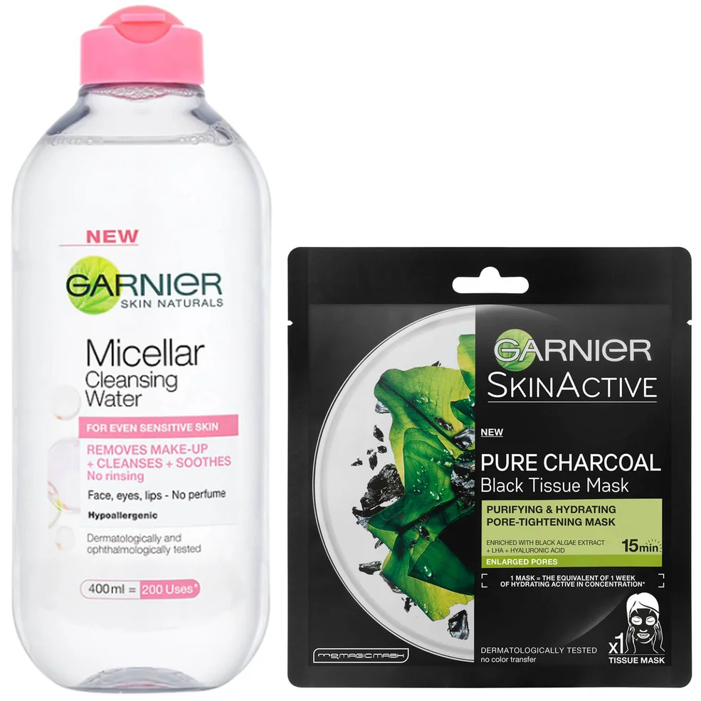 Garnier Micellar Water Sensitive Skin and Hydrating Face Sheet Mask for Enlarged Pores Kit Exclusive Imagen 1
