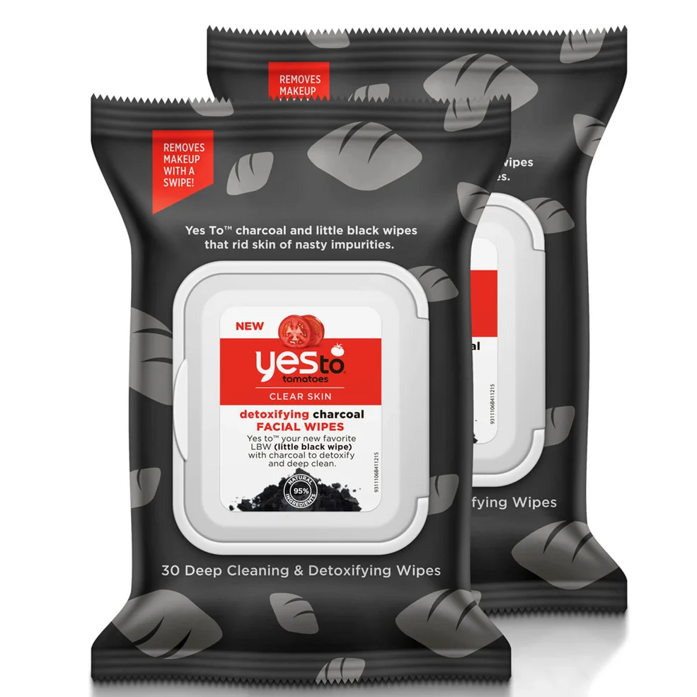 yes to Tomatoes Clear Skin Detoxifying Charcoal Facial Wipes (Pack of 2) Imagen 1