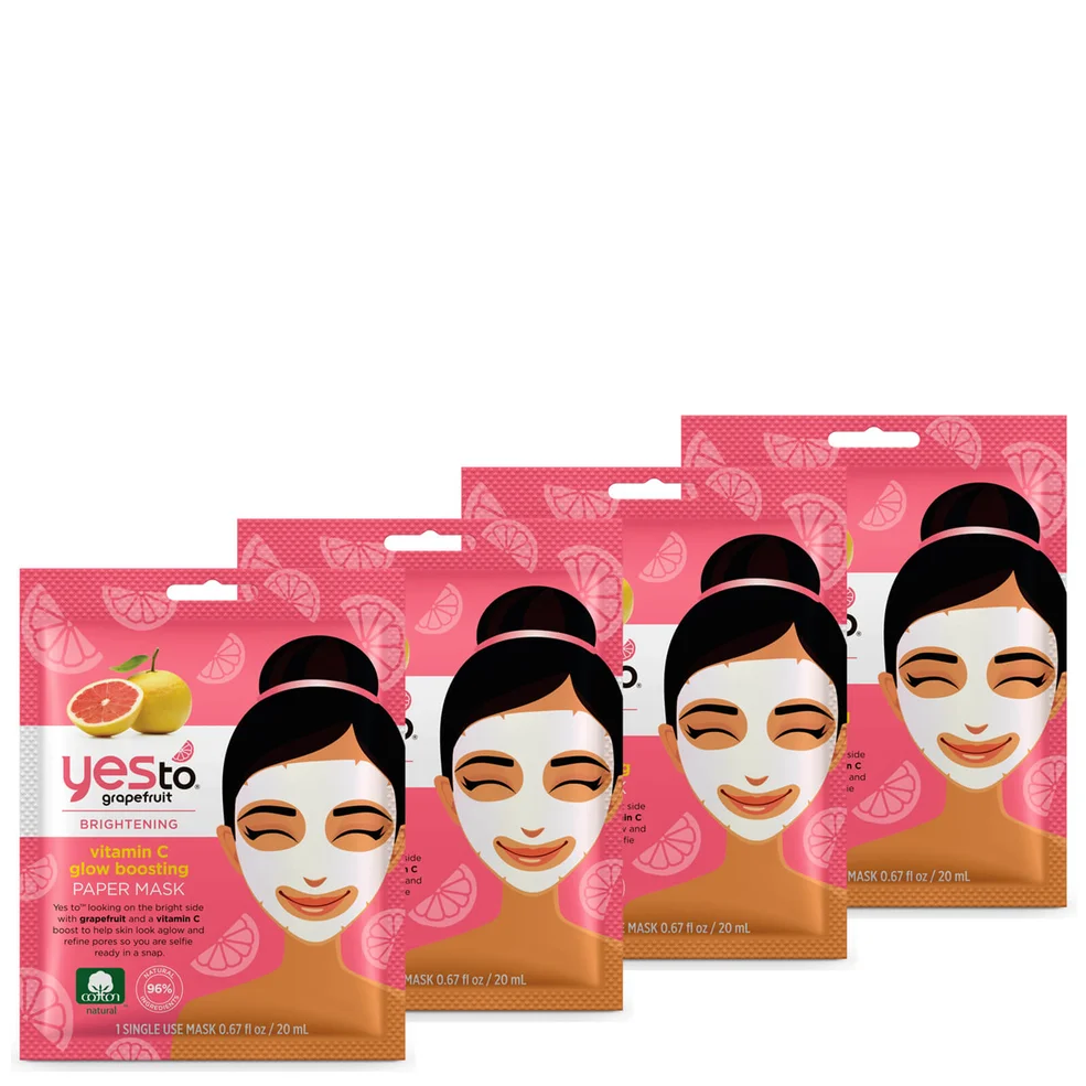 yes to Grapefruit Vitamin C Glow Boosting Single Use Mask (Pack of 4) Imagen 1