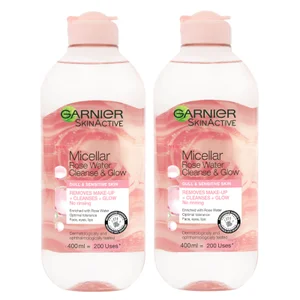 Garnier Micellar Rose Water Cleanse & Glow 400ml Duo Pack - undefined undefined