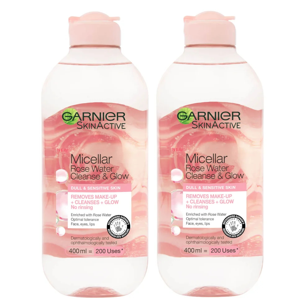 Garnier Micellar Rose Water Cleanse & Glow 400ml Duo Pack Imagen 1