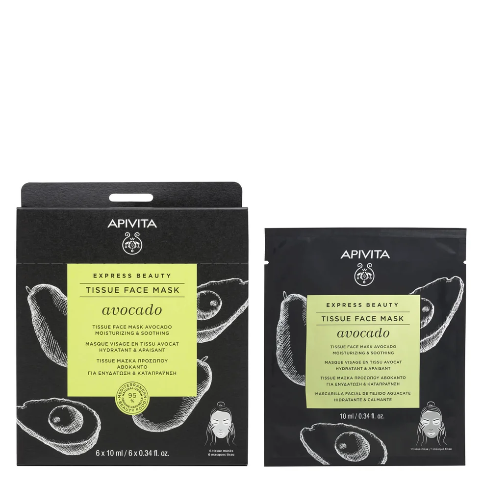APIVITA Express Beauty Tissue Face Mask Moisturizing and Soothing with Avocado 10ml Imagen 1