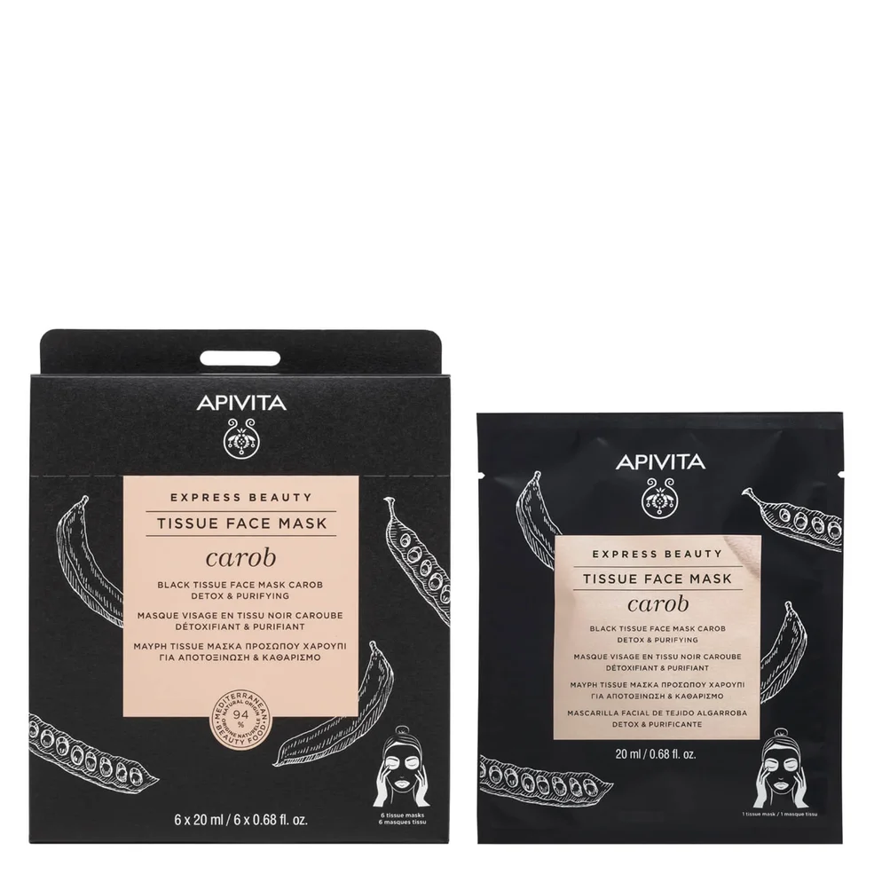 APIVITA Express Beauty Black Tissue Face Mask Detox and Purifying with Carob 20ml Imagen 1