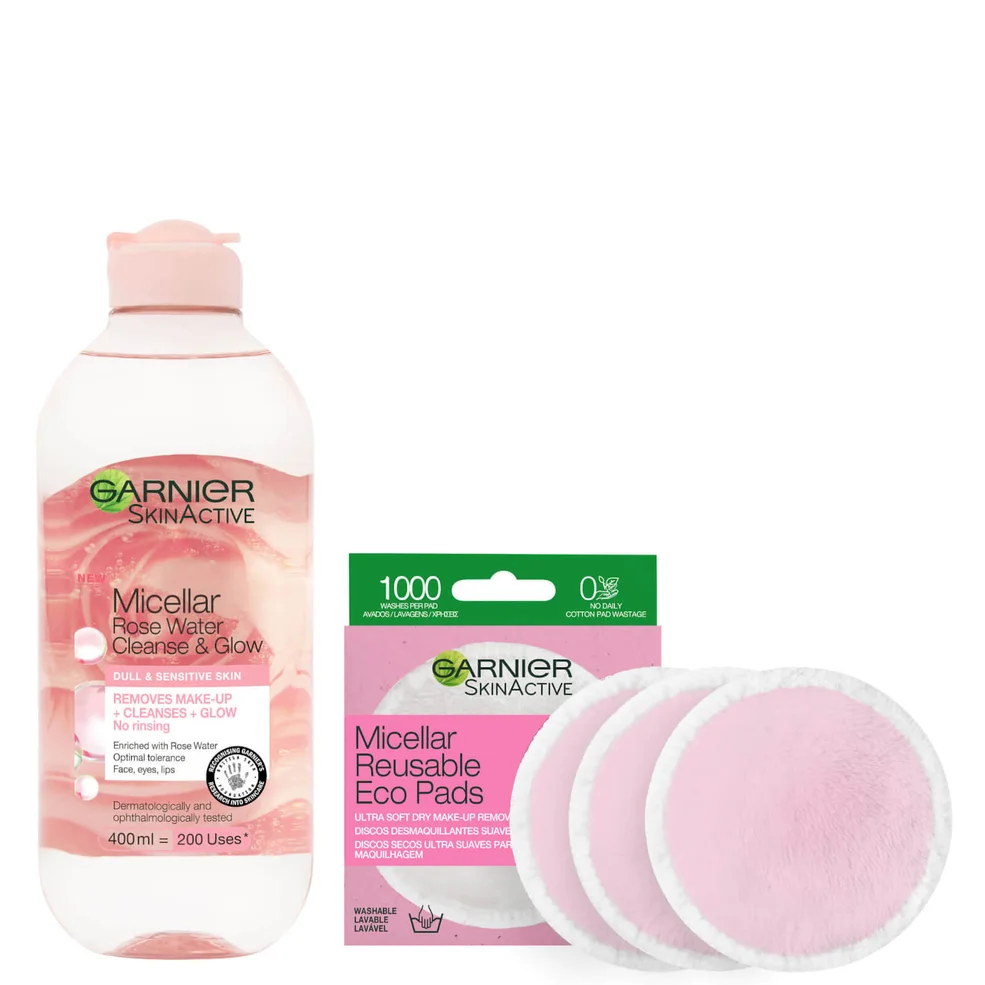 Garnier Makeup Remover Eco Pads and Rose Micellar Water Duo Set Imagen 1