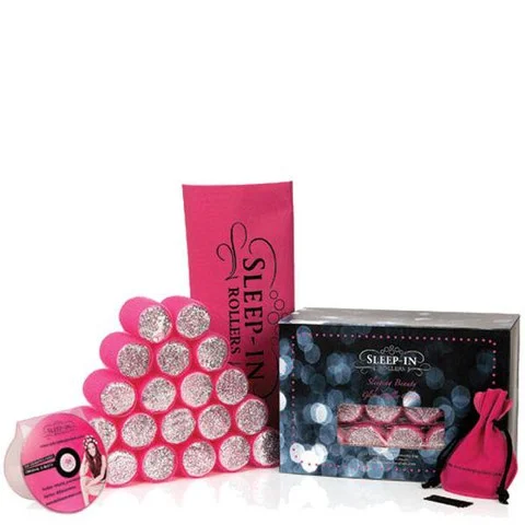 Sleep In Rollers Pink Glitter Gift Set (20 rollers, DVD plus kirby grips in iconic tote bag) Imagen 1