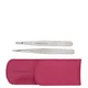 Conjunto Petite de Pinzas en Funda de Cuero de Tweezerman - Rosa