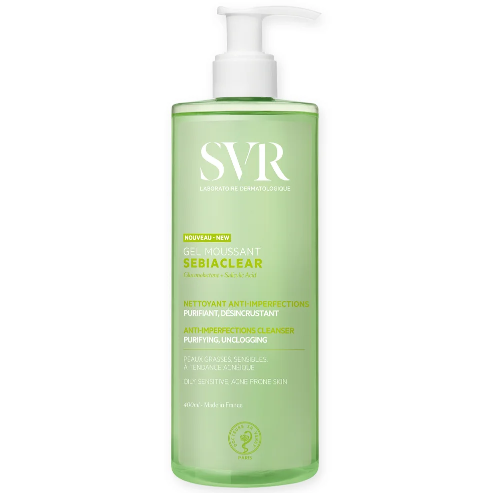 SVR SEBIACLEAR Foaming Purifying, Soap-Free Salicylic Acid Face & Body Cleanser for Oily, Acne-Prone, Combination Skin, 400ml Imagen 1