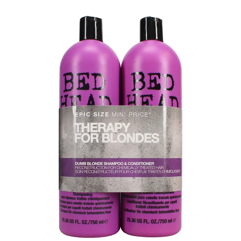 TIGI Bed Head Dumb Blonde Repair Shampoo and Reconstructor for Coloured Hair 2 x 750ml Imagen 1