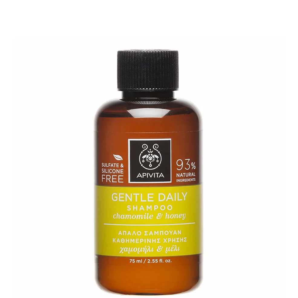 Minichampú suave de uso diario para el cuidado holístico del cabello de APIVITA - camomila y miel 75 ml Imagen 1