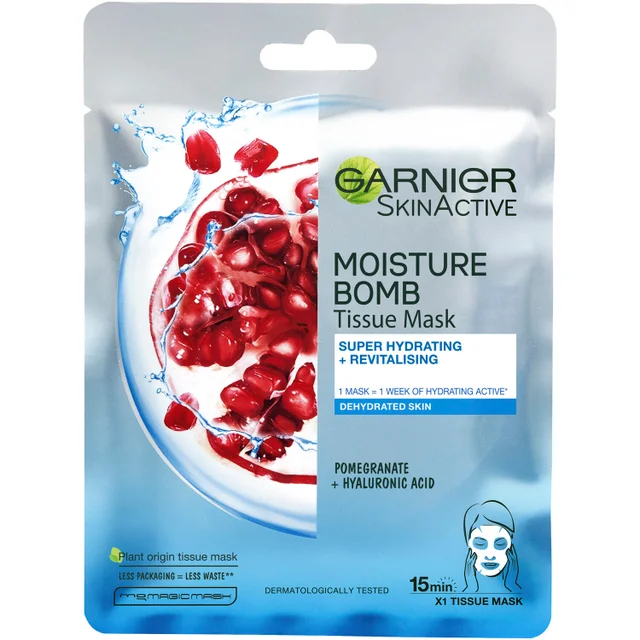 Mascarilla facial de tela hidratante Moisture Bomb Pomegranate de Garnier