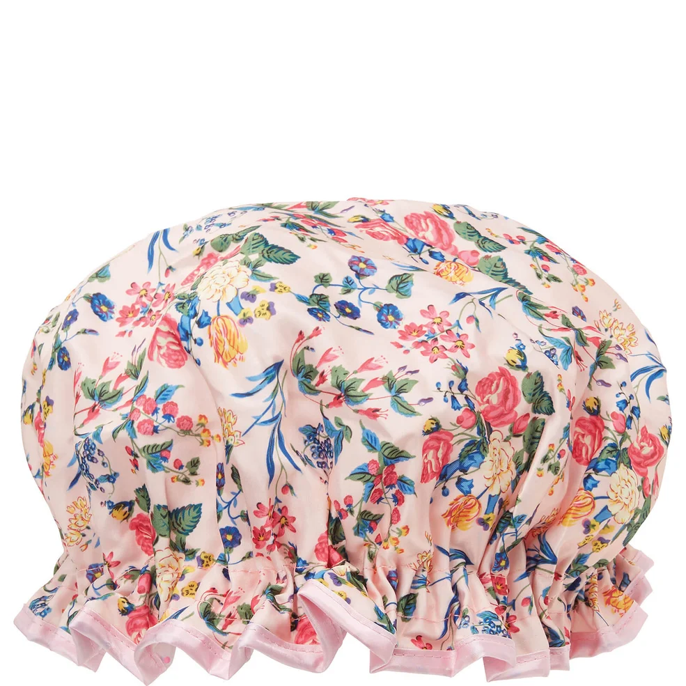 Gorro de ducha de The Vintage Cosmetic Company - Pink Floral Satin Imagen 1