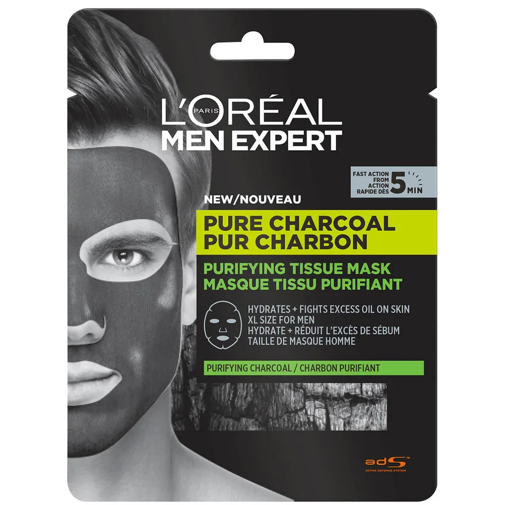 L'Oréal Paris Men Expert Pure Charcoal Purifying Tissue Mask 30g Imagen 1