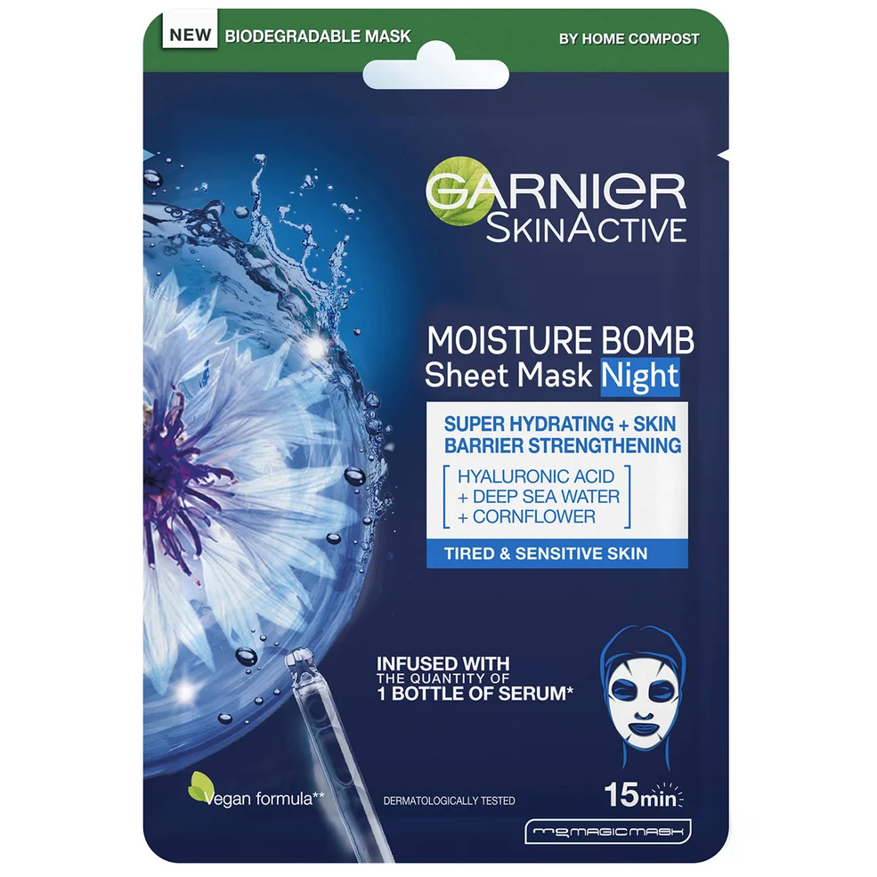 Garnier Moisture Bomb Deep Sea Water & Hyaluronic Acid Tissue Mask Night 32g Imagen 1