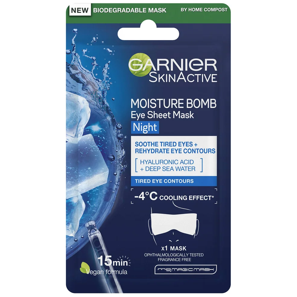 Garnier Moisture Bomb Deep Sea Water & Hyaluronic Acid Night-Time Eye Tissue Mask 6g Imagen 1