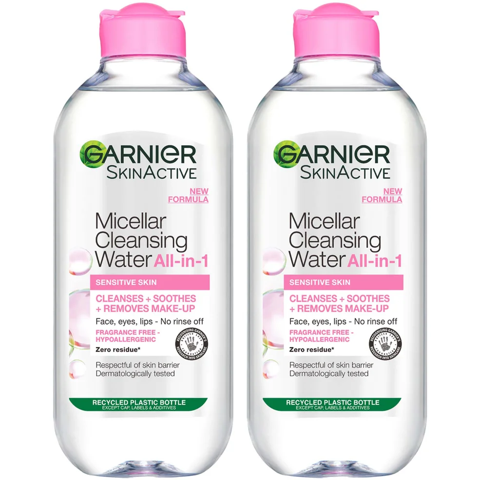 Garnier Micellar Water Facial Cleanser Sensitive Skin 400ml Duo Pack Imagen 1