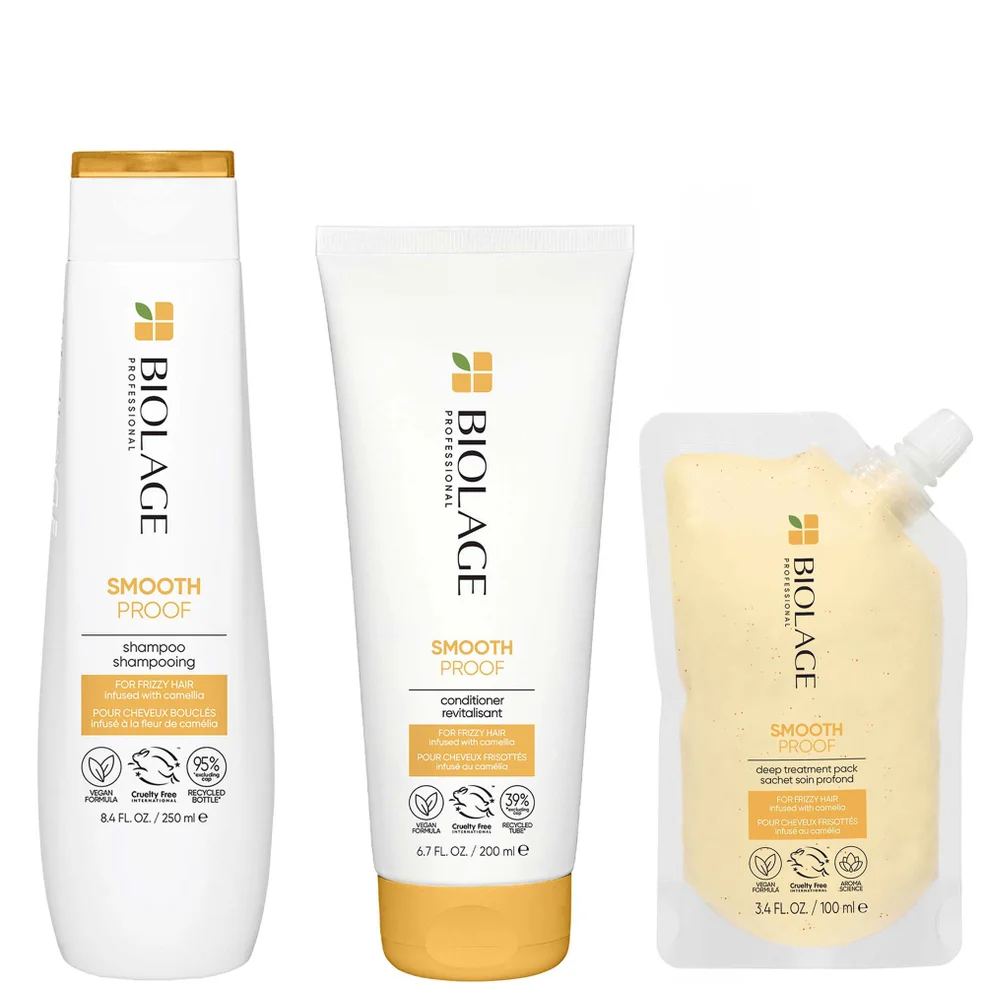 Biolage SmoothProof Shampoo, Conditioner and Deep Hair Treatment Routine for Frizzy Hair Imagen 1