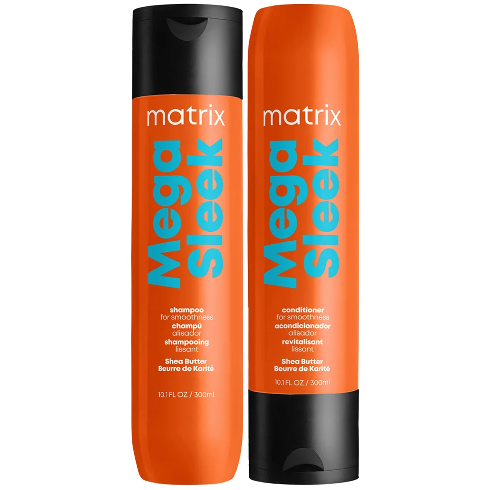 Matrix Total Results Mega Sleek Shea Butter Smoothing Shampoo and Conditioner 300ml Duo for Frizzy Hair Imagen 1