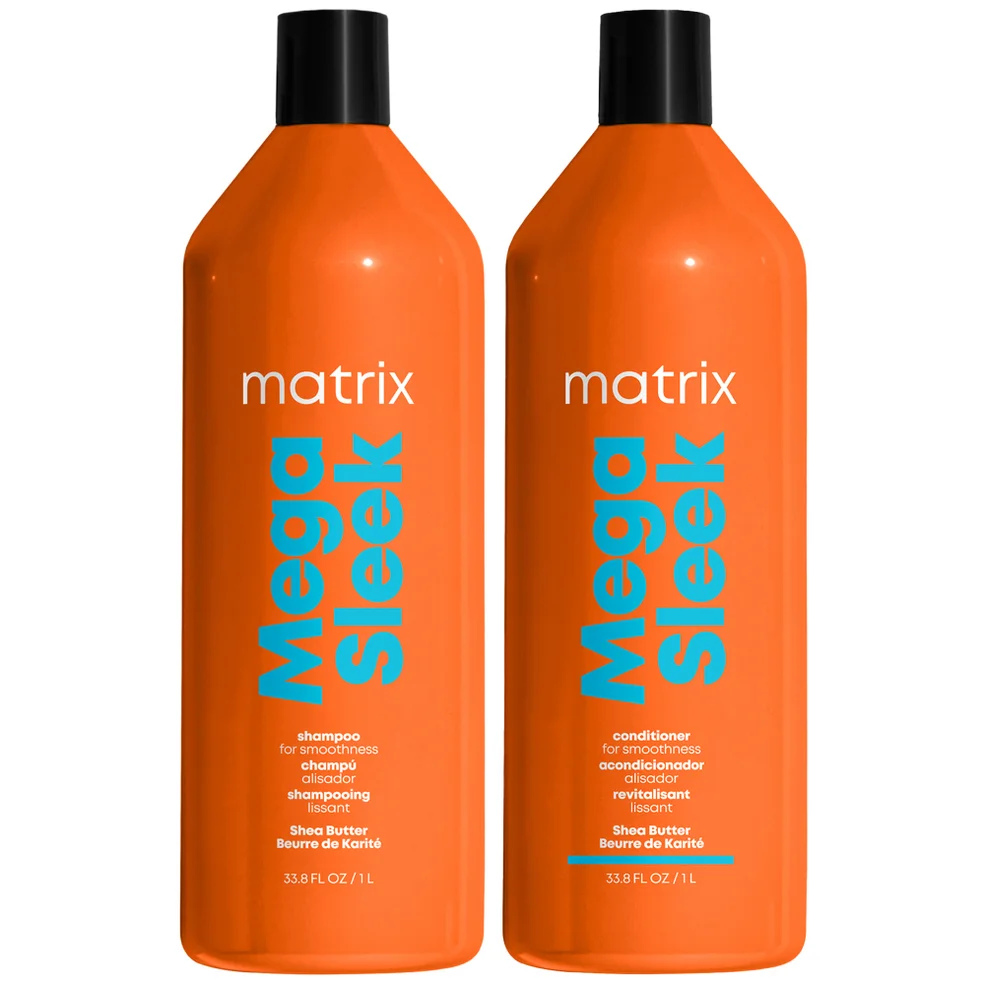 Matrix Total Results Mega Sleek Shea Butter Smoothing Shampoo and Conditioner 1000ml Duo for Frizzy Hair Imagen 1