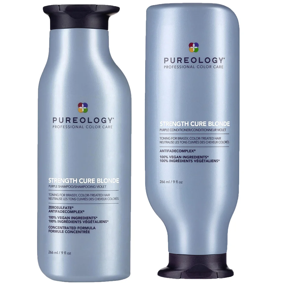 Pureology Strength Cure Blonde Shampoo and Conditioner Strengthening Bundle for Damaged, Blonde Hair with Vegan Formulas Imagen 1