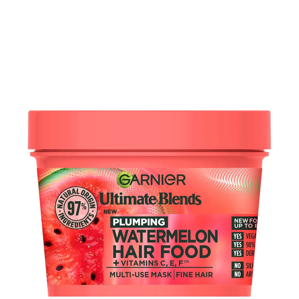 Garnier Ultimate Blends Plumping Hair Food Watermelon 3-in-1 Mask Treatment 390ml Imagen 1