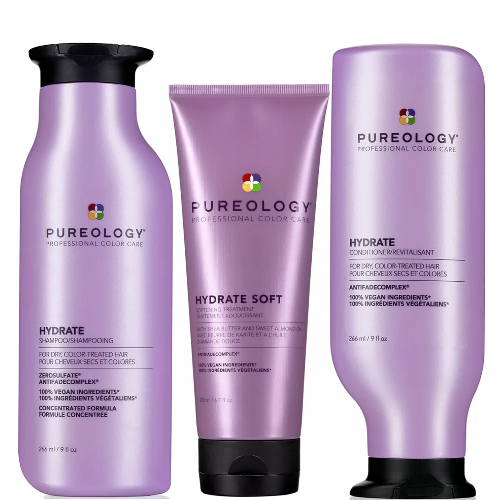 Pureology Hydrate Shampoo, Conditioner and Soft Mask, Moisturising Bundle for Dry Hair, Sulphate Free for a Gentle Cleanse Imagen 1
