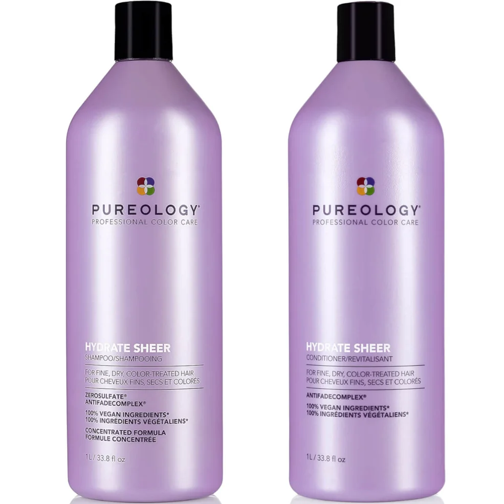 Pureology Hydrate Sheer Shampoo and Conditioner Supersize Bundle for Fine, Dry Hair, Sulphate Free for a Gentle Cleanse Imagen 1