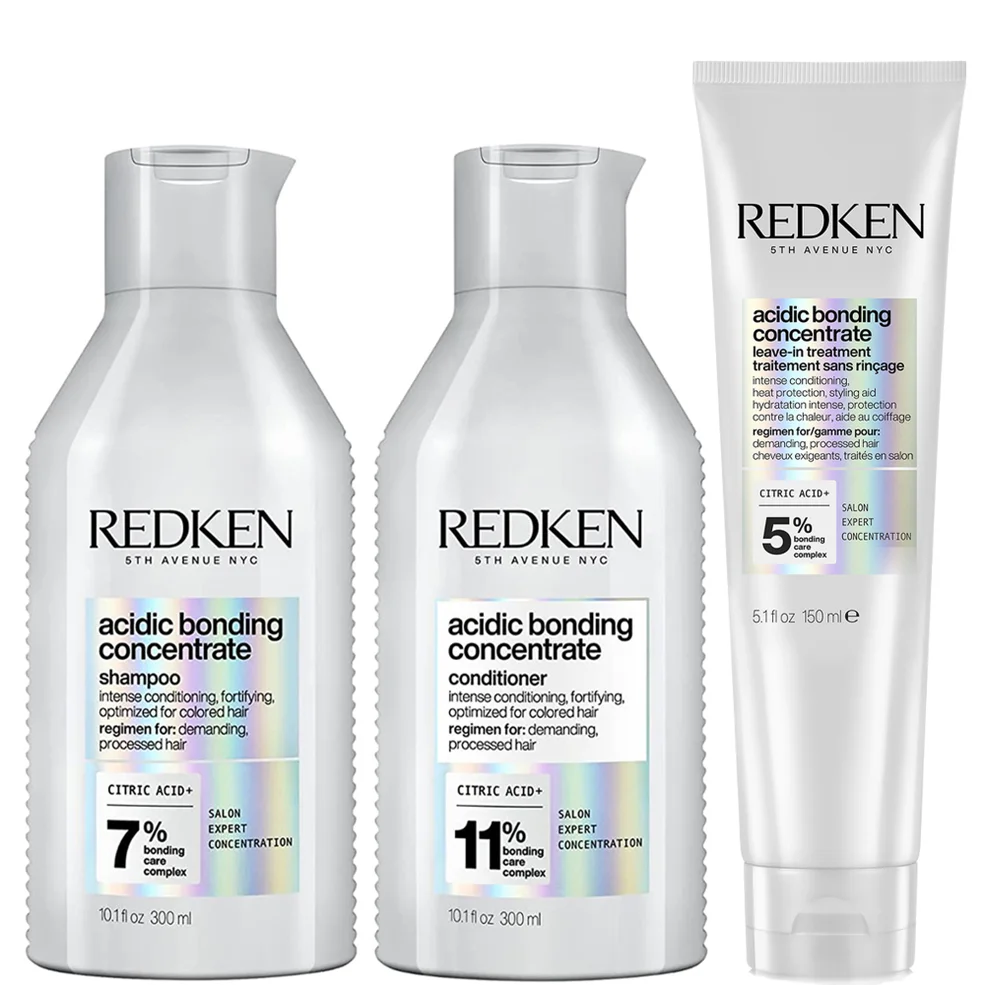 Redken Acidic Bonding Concentrate Shampoo, Conditioner and Leave-in Treatment Bond Repair Bundle Imagen 1