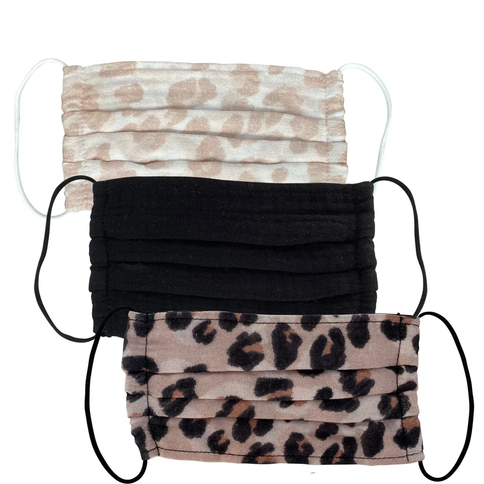Kitsch Cotton Face Mask 3 Piece Set - Leopard Imagen 1