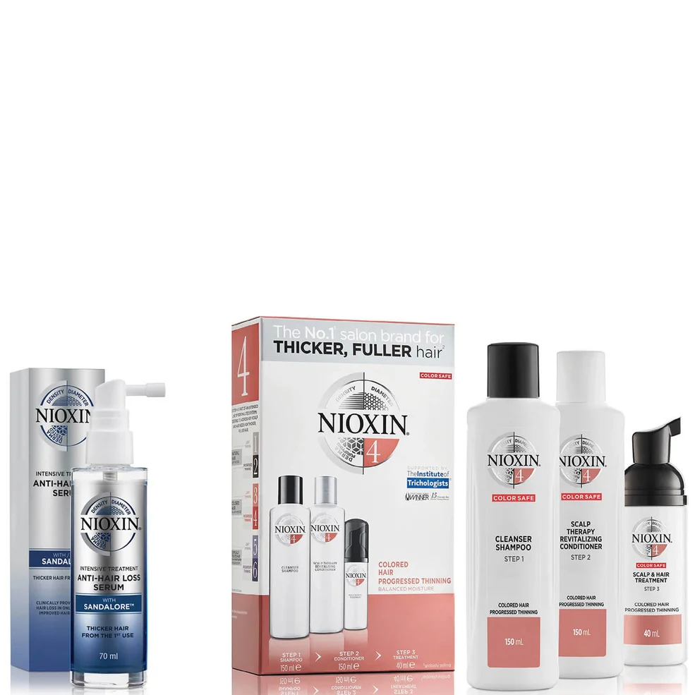 NIOXIN Kit de fidelización de 3 partes del sistema 4 para cabellos coloreados con kit de adelgazamiento progresivo Imagen 1