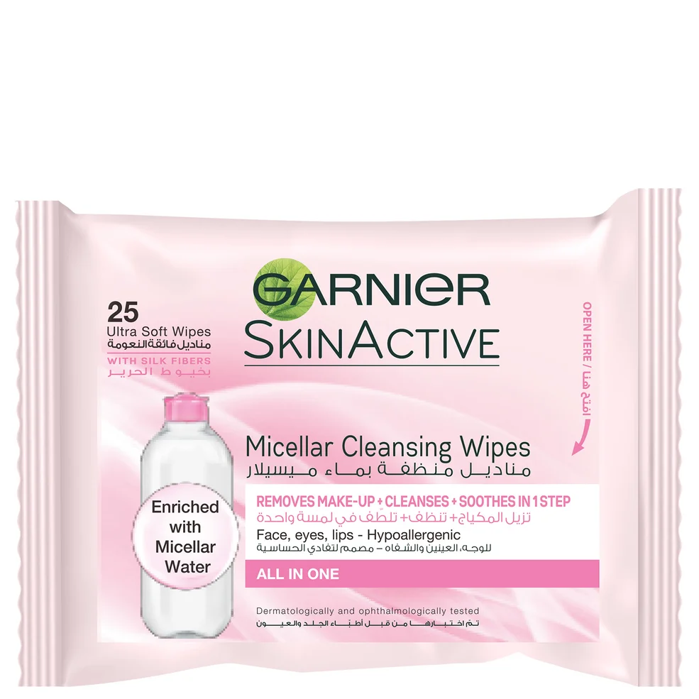 Garnier SkinActive Micellar Cleansing Wipes X25 Imagen 1