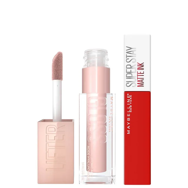 Set de brillo de labios Maybelline Lifter Gloss y barra de labios Superstay Matte Ink (varios tonos)