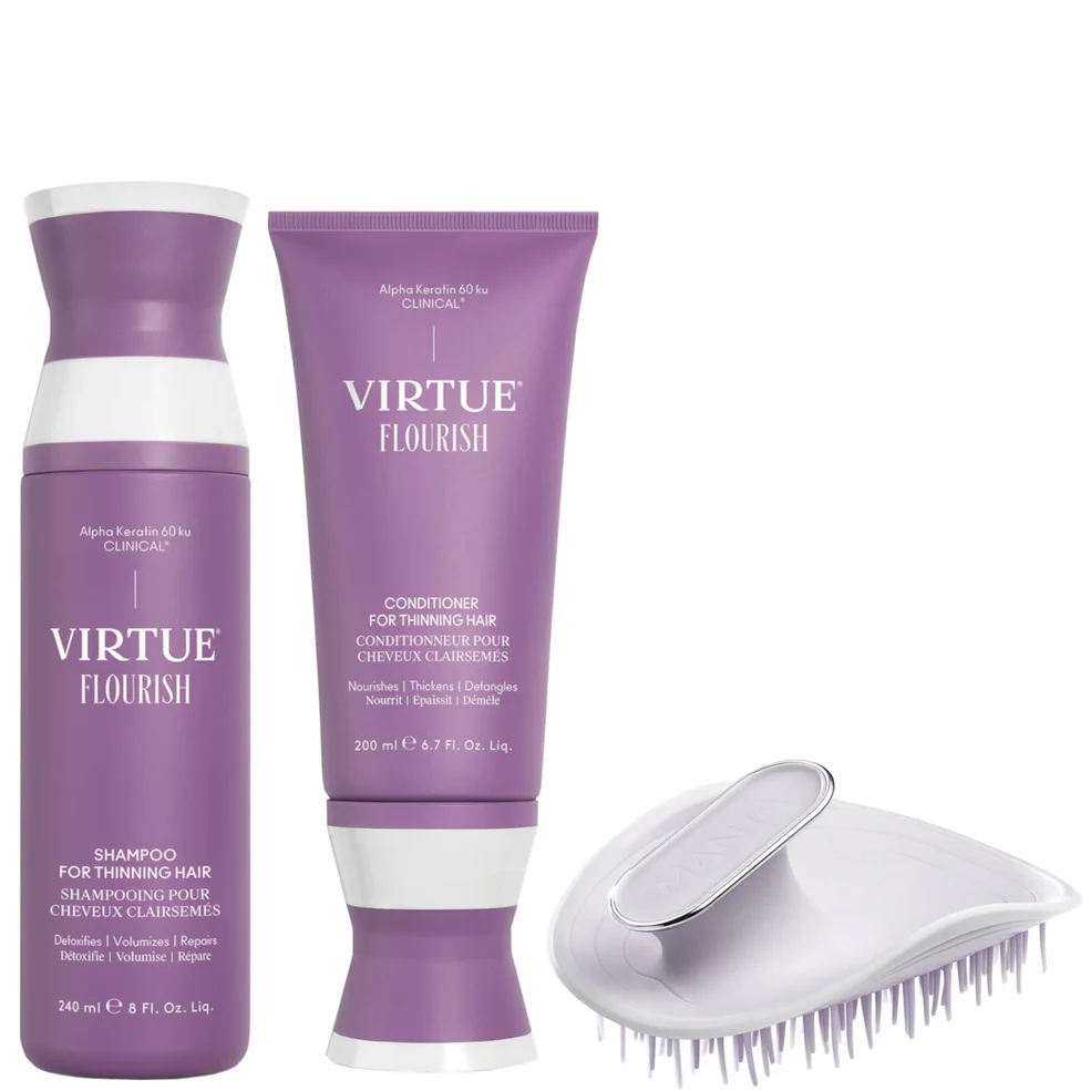 VIRTUE Flourish Shampoo and Conditioner with Manta Brush Bundle Imagen 1