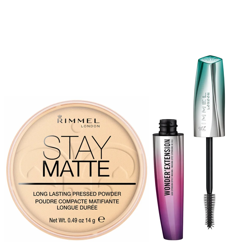 Rimmel Stay Matte Pressed Powder and Wonder Extension Mascara Bundle Imagen 1