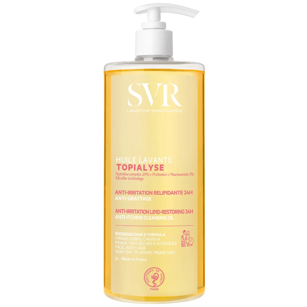 SVR TOPIALYSE 24hr Hydrating Soothing Eczema Face & Body Micellar Shower Oil for Very Dry, Sensitive Skin, All Ages, 1L Imagen 1