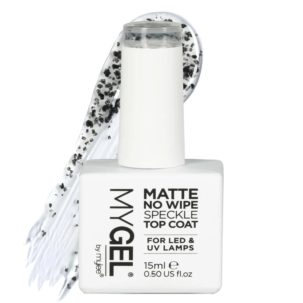 Mylee MyGel Matte No Wipe Black Speckle Top Coat 15ml Imagen 1